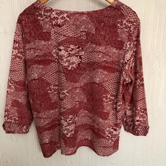 Thought British sustainable clothing boxy top japanese inspired red size 10 - Picture 3 of 3